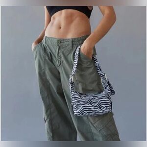 Urban Outfitters Nylon Zebra Printed Baguet Handbag GUC